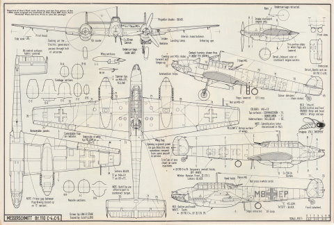 Messerschmitt Bf110 - 1/72 drawing by Ian.R.Stair, Лист 1, Аэромоделлер 1968 июль